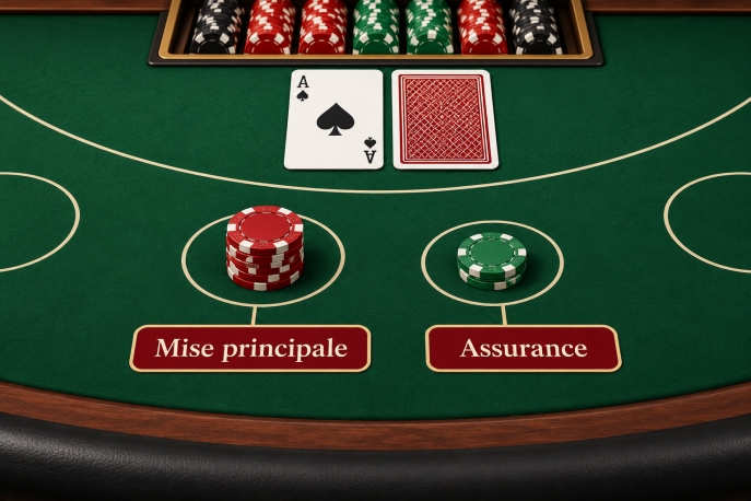 Distinction entre la mise principale et l’assurance au blackjack