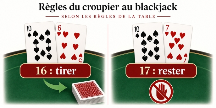 Règles du croupier au blackjack : tirer ou rester selon son total