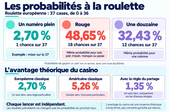 Le hasard et les probabilités à la roulette
